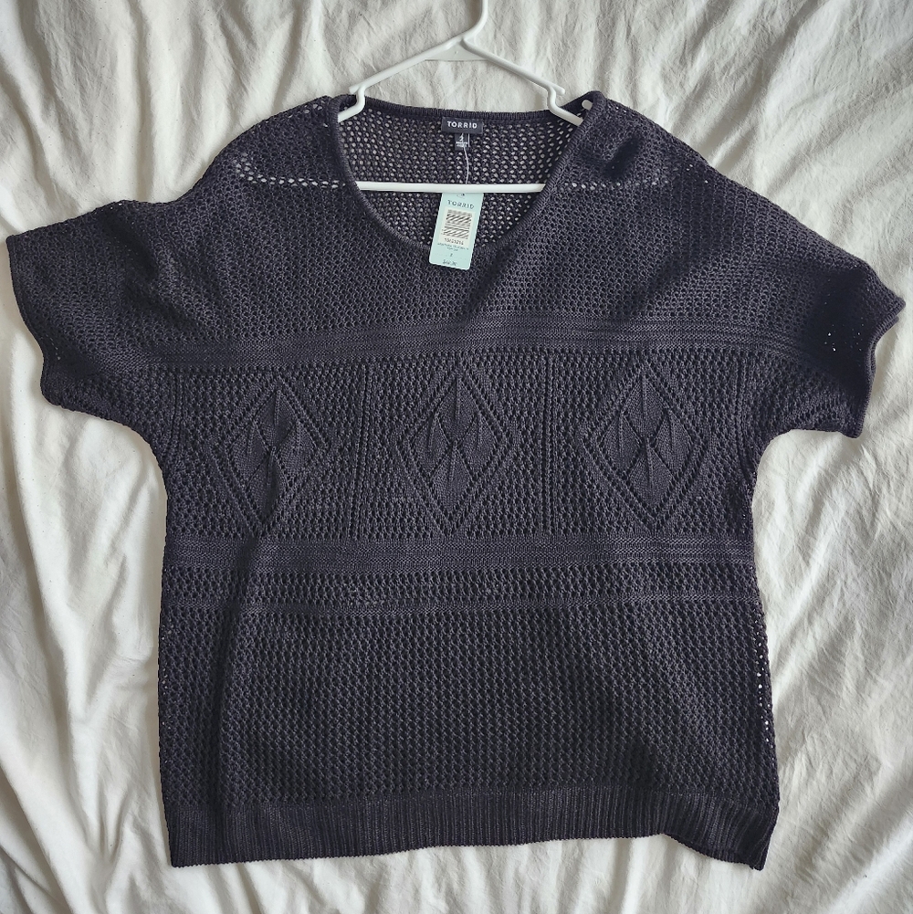 Torrid Black Textured Knit Top